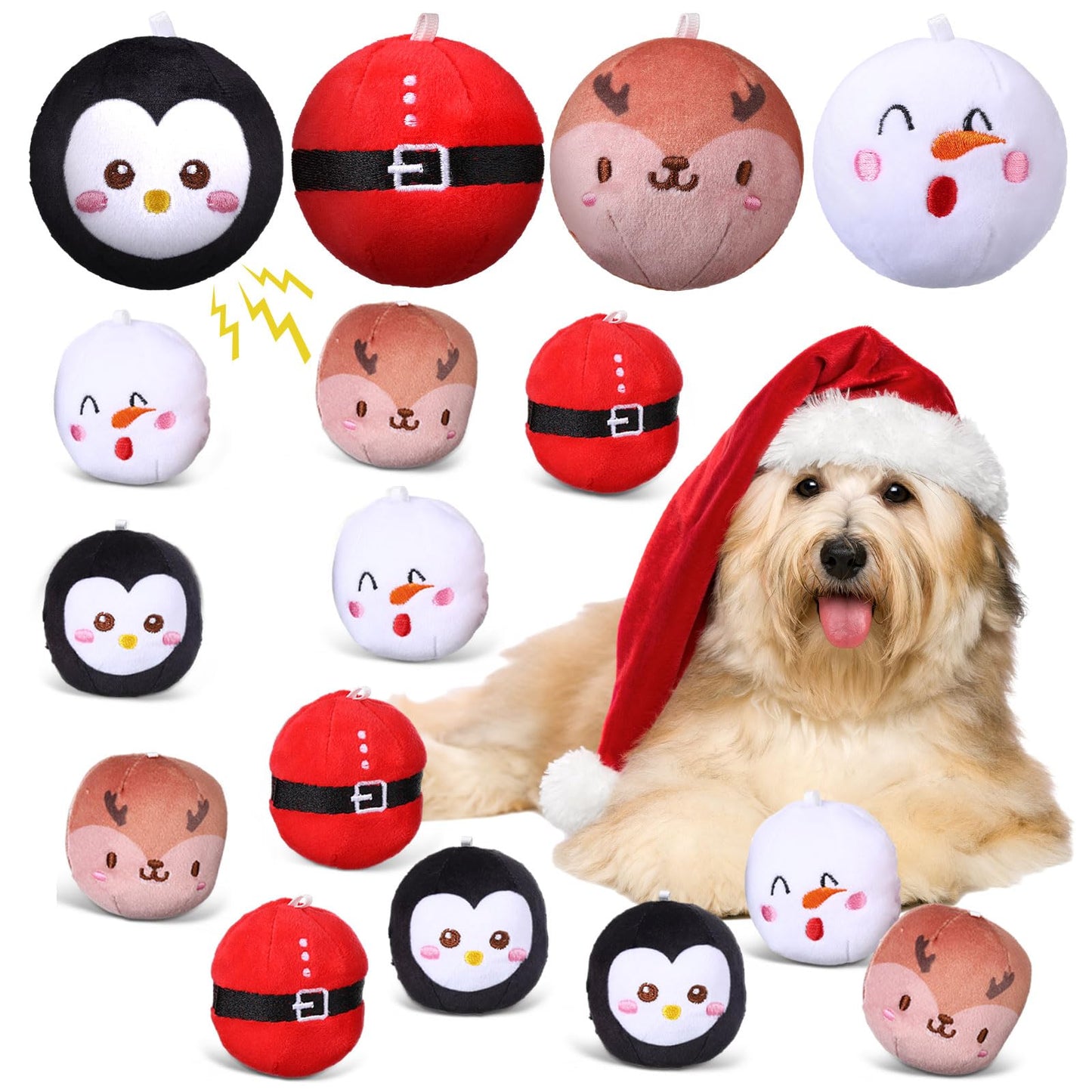 Syhood 12 Pcs Squeaky Dog Toys Soft Stuffed Plush Balls with Squeakers 2.4 Inch Small Interactive Fetch Play Dog Ball Toys for Puppy Small, Medium Breed