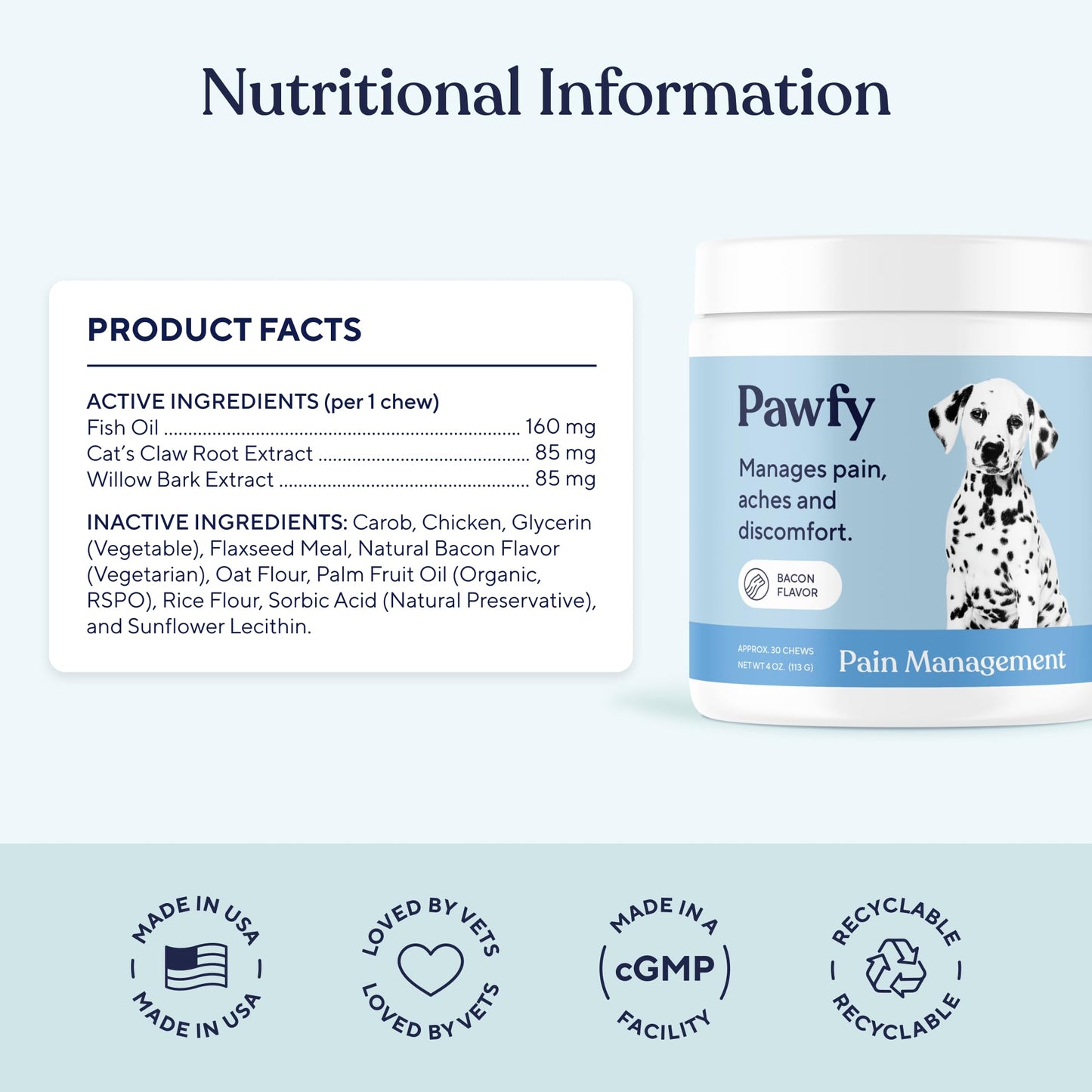 Pawfy Advanced Pain Management - Essential Vitamins & Supplements with Omega 3 |Joint Supplement for Dogs - Supports Hip & Joint Health for Small, Medium, Large Breeds | 30 Fast-Acting Chews