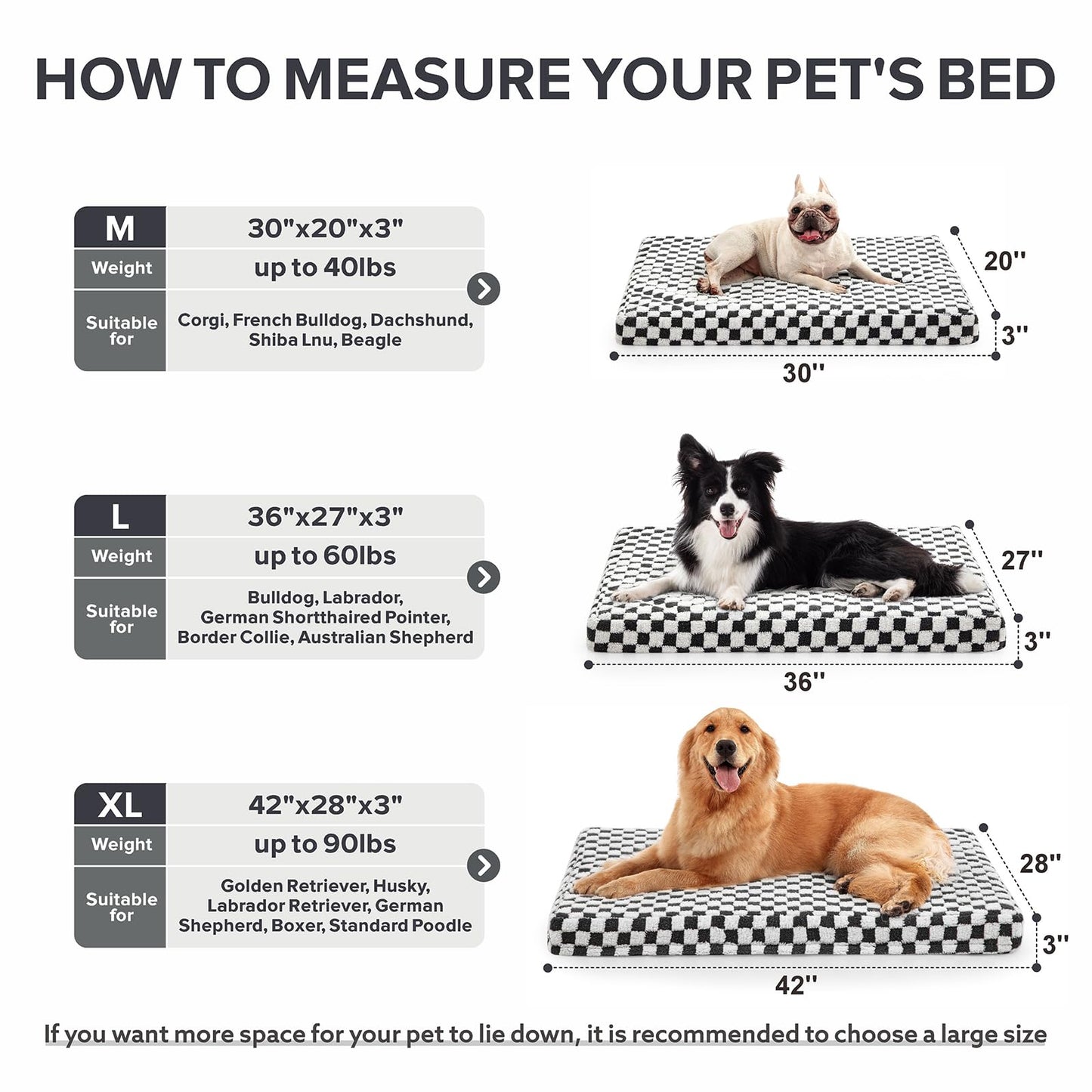 JOEJOY Dog Bed for Large Dogs, Large Orthopedic Dog Bed with Removable Washable Cover, Cute Modern Plush & Memory Egg Crate Foam Dog Bed, 36 x 27 inch, Grey