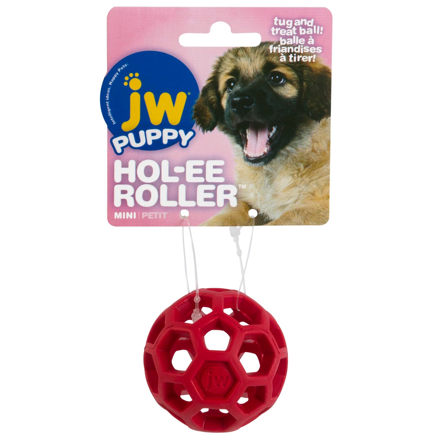 JW Pet Hol-ee Roller Dog Toy Puzzle Ball, Natural Rubber, Mini (1.75 Inch Diameter), Colors May Vary
