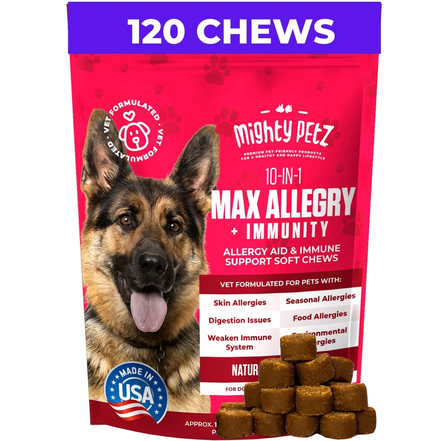 Mighty Petz 2-in-1 Oatmeal Dog Shampoo and Conditioner + Mighty Petz MAX Dog Allergy Relief Bundle