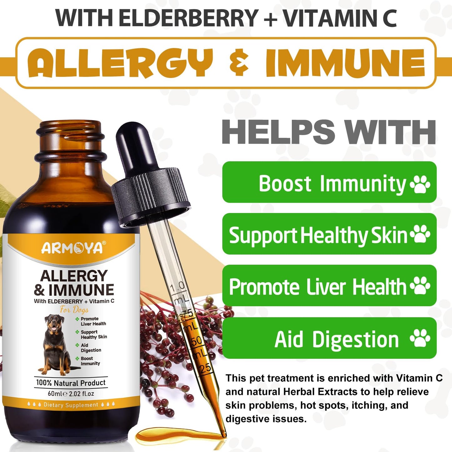 asusxcli Allergy Relief Drops for Dogs,Allergy and Immune,Immune Support Supplement,Dog Supplement,Natural Pet Supplement for Dog Allergy Relief with Turmeric & Milk Thistle