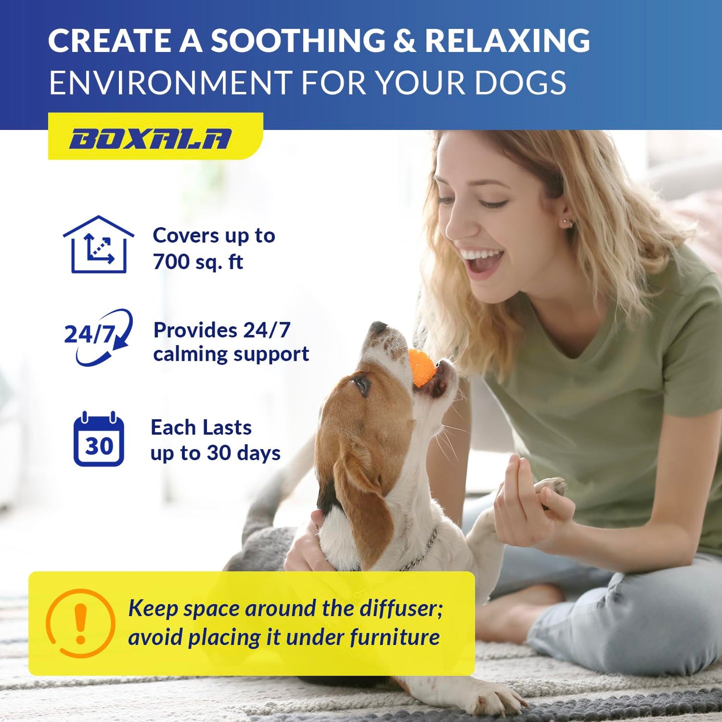 boxala Pheromone Diffuser for Dogs: Calming Pheromone Diffuser Kit - Dog Calming Diffuser - Calming Pheromones - Dog Anxiety Relief (X Large)