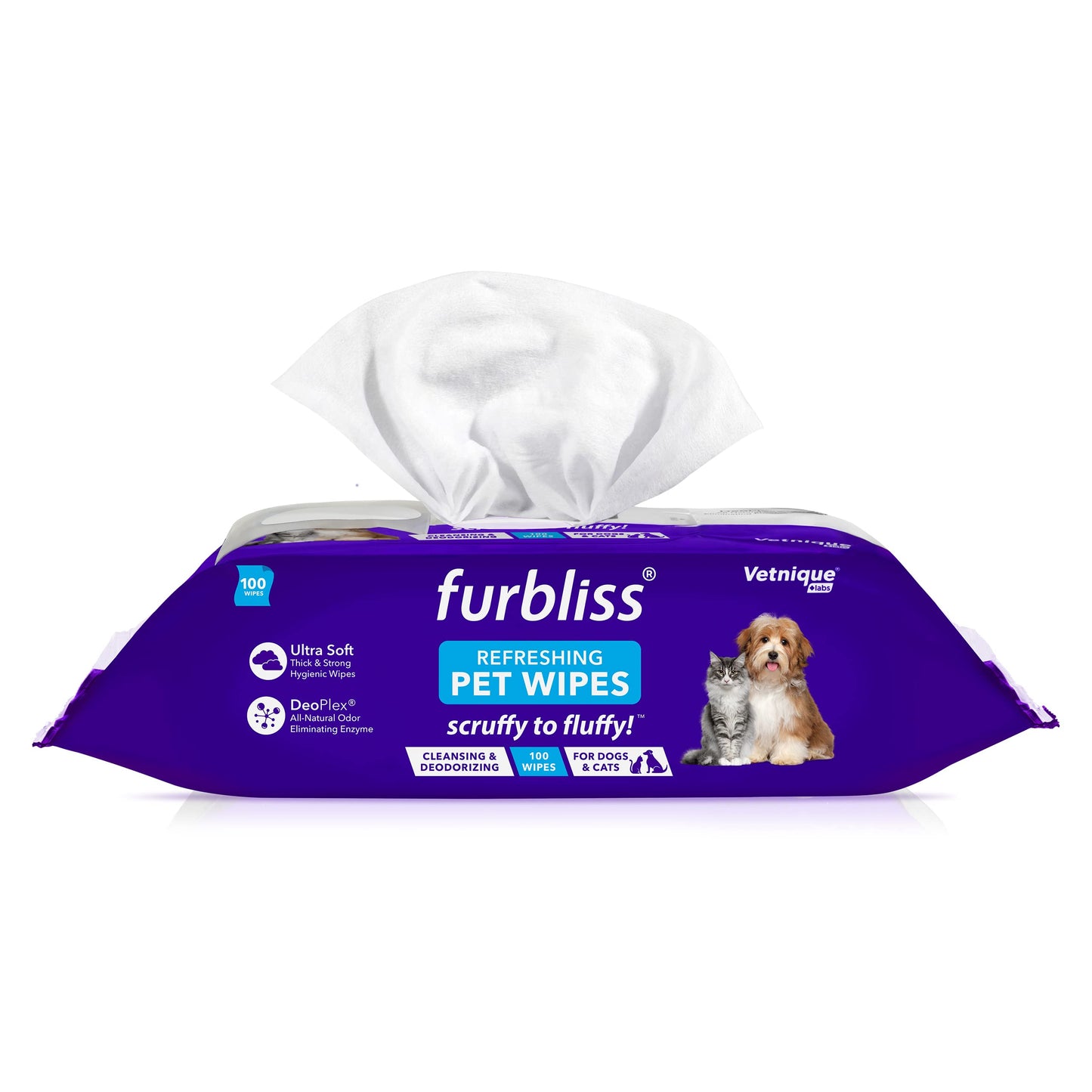 Furbliss Anti-Itch Soothing Oatmeal Shampoo 16oz & Hygienic Grooming Pet Wipes 100ct Bundle, Anti-Itch Oatmeal Shampoo for Dogs, Dog Grooming Wipes with Aloe & Vitamin E