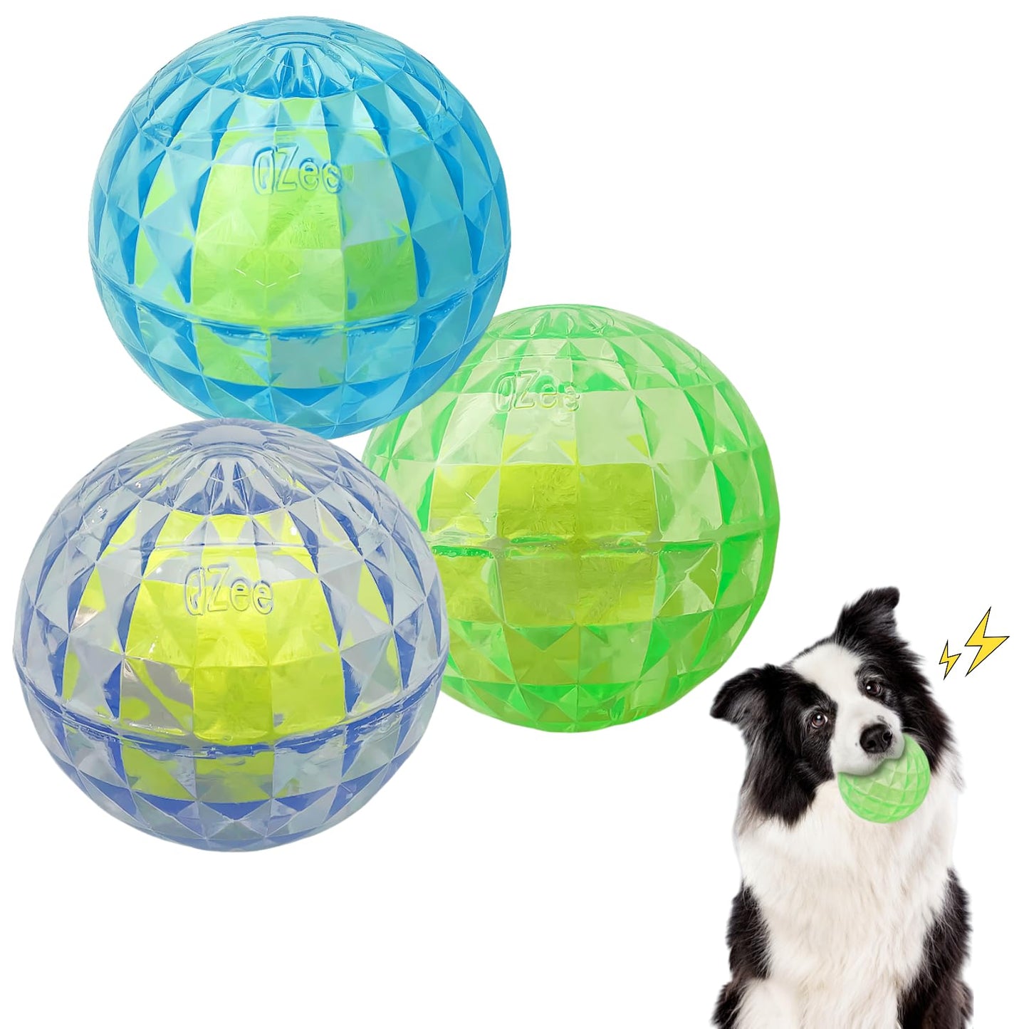 Jatmira 3Pcs Dog Ball Toy for Aggressive Chewers Cute Interactive Fetch Toys Tennis Ball Included Floating Squeaky Durable Pack of 3