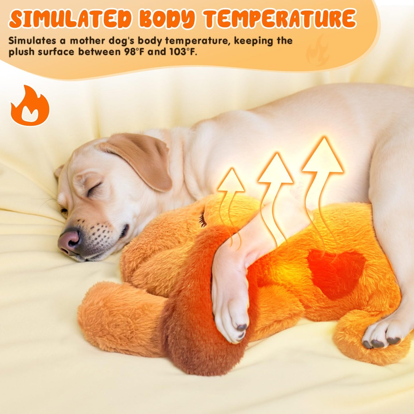 DCIAER 3-in-1 Heartbeat Puppy Toy, Simulates Breathing/Heartbeat/Warmth,Anxiety Relief, Sleep Aid for Puppy, Ideal for Crate Training.