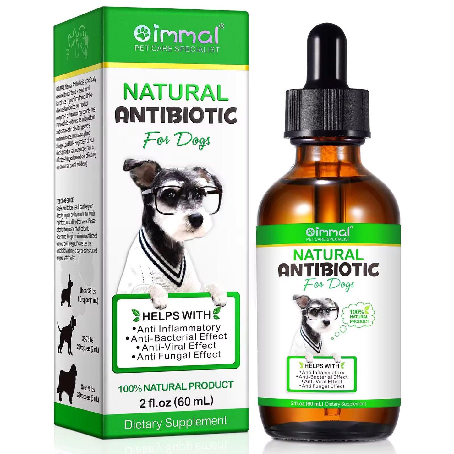 Natural Dog Antibiotics Supplement – Herbal Antibiotics Drops for Immune, Allergy & Skin Support – Itchy Skin, Ear & Hot Spot Relief – for All Breeds