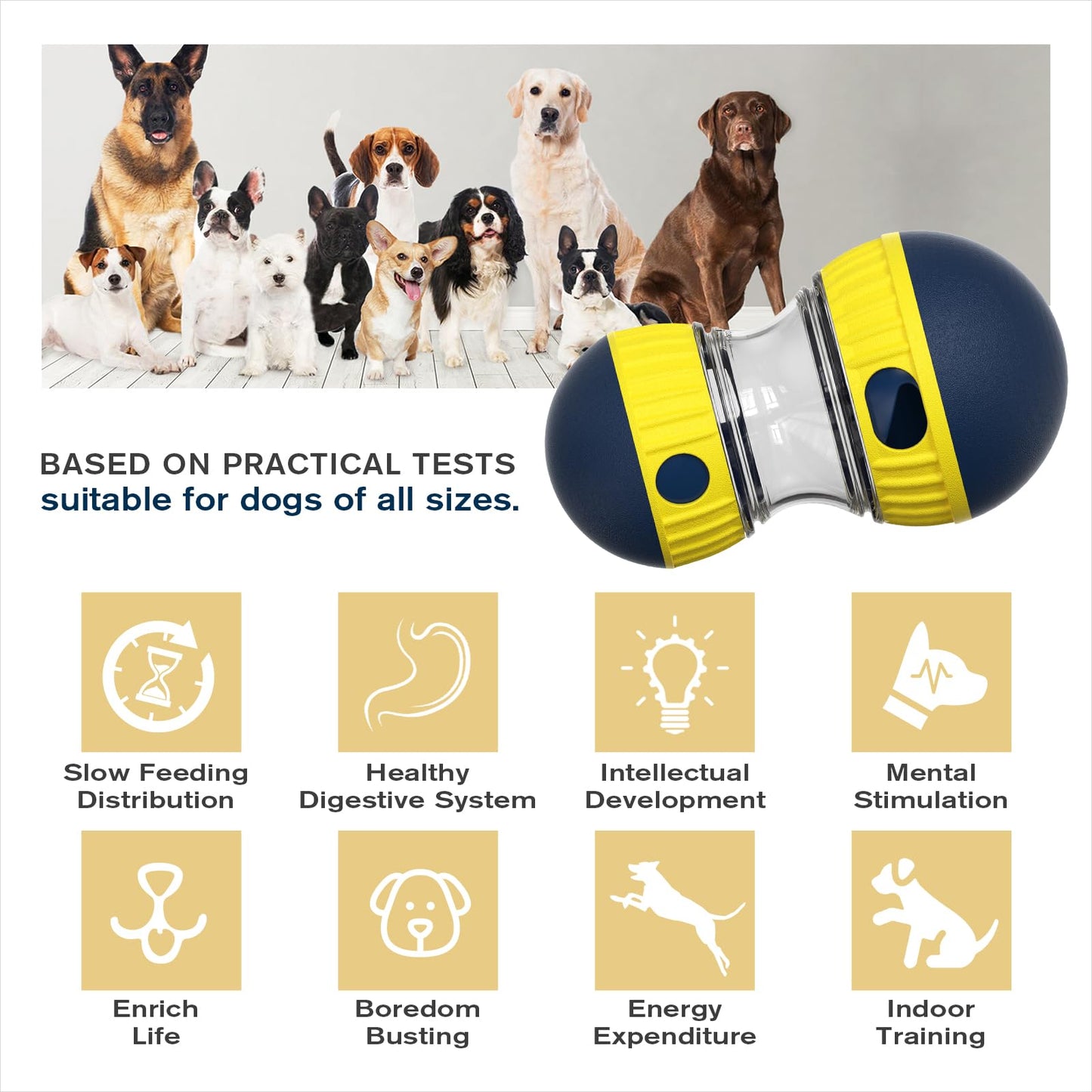 Dog Puzzle Ball for Small/Medium Dogs L Size Adjustable Treat Dispensing Toys Food Dispenser Balls Cognitive Enrichment Toy Puppy Slow Feeding Interactive Mind Stimulating Game Indoor Gift