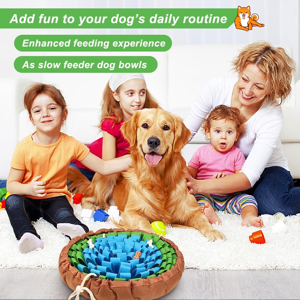 Vivifying Snuffle Mat for Dogs, Adjustable Sniff Mat for Slow Eating and Keep Busy, Interactive Enrichment Toys for Mental Stimulation (Blue&Green)
