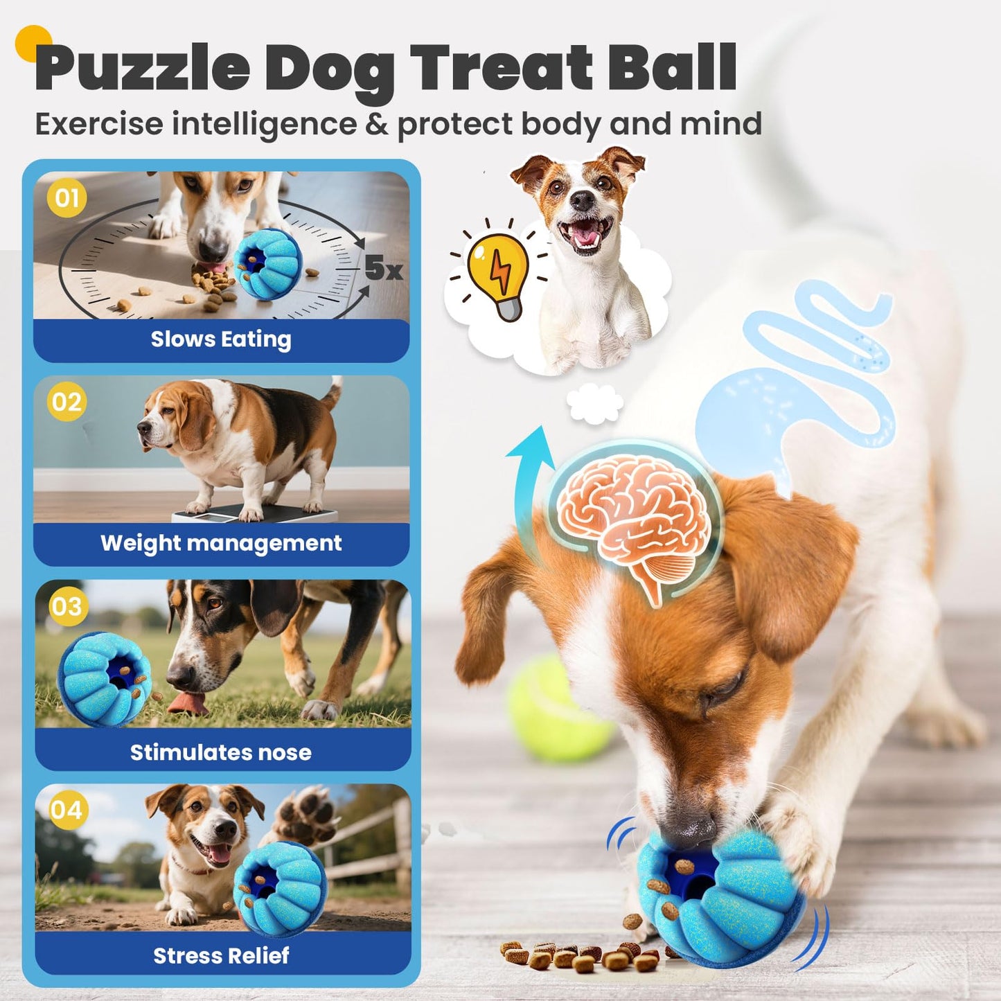 ABRRLO Frozen Dog Treat Toys to Keep Them Busy,Interactive Puzzle Treat Dispensing Dog Toys Ball,Frozen - Licking - Slow Feeder - Cognitive Dogs Enrichment Toy,Durable Small Medium Large Dogs Chew Toy