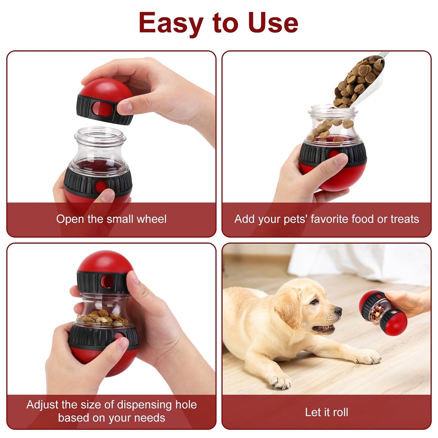 YECERCAN Dog Treat Toy, Interactive Treat Dispensing Dog Toys, Adjustable and Durable Dog Puzzle Toy for Small/Medium/Large Breed Dogs to Keep Them Busy