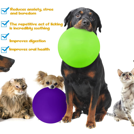 Patelai 2 Pcs Dog Enrichment Lick Bowls Silicone Freeze Bowls Interactive Cat Licking Mats Slow Feeders for Pet Oral Health Boredom Anxiety Relief, Wobble or Stay Put(Green, Purple,Bone)