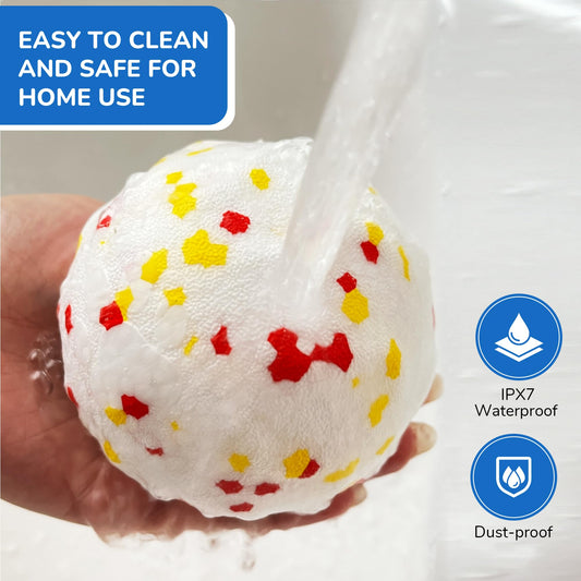Smart Interactive Dog Toys【New E-TPU Material】 Automatic Moving, Crazy Bouncing and Rotating Interactive Dog Ball,IPX7 Waterproof Design,Pet Active Rolling Ball for Medium and Large Dogs (White)