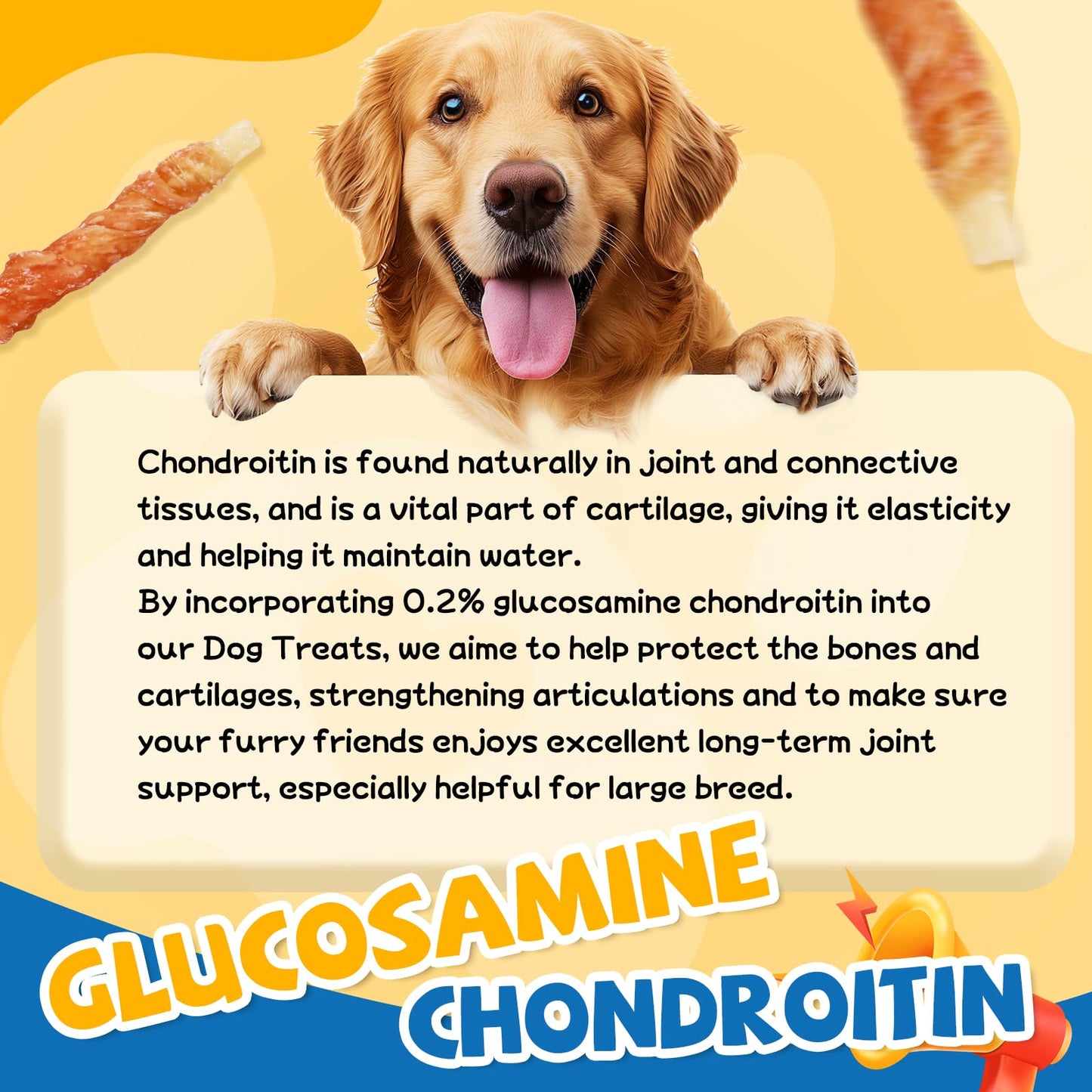 Gazeupon Rawhide Free Dog Treats, Chicken Wrapped Cod Sticks, Healthy Training Treats, Soft Chewy Snacks for Small Dogs w/Glucosamine Chondroitin, Low Fat