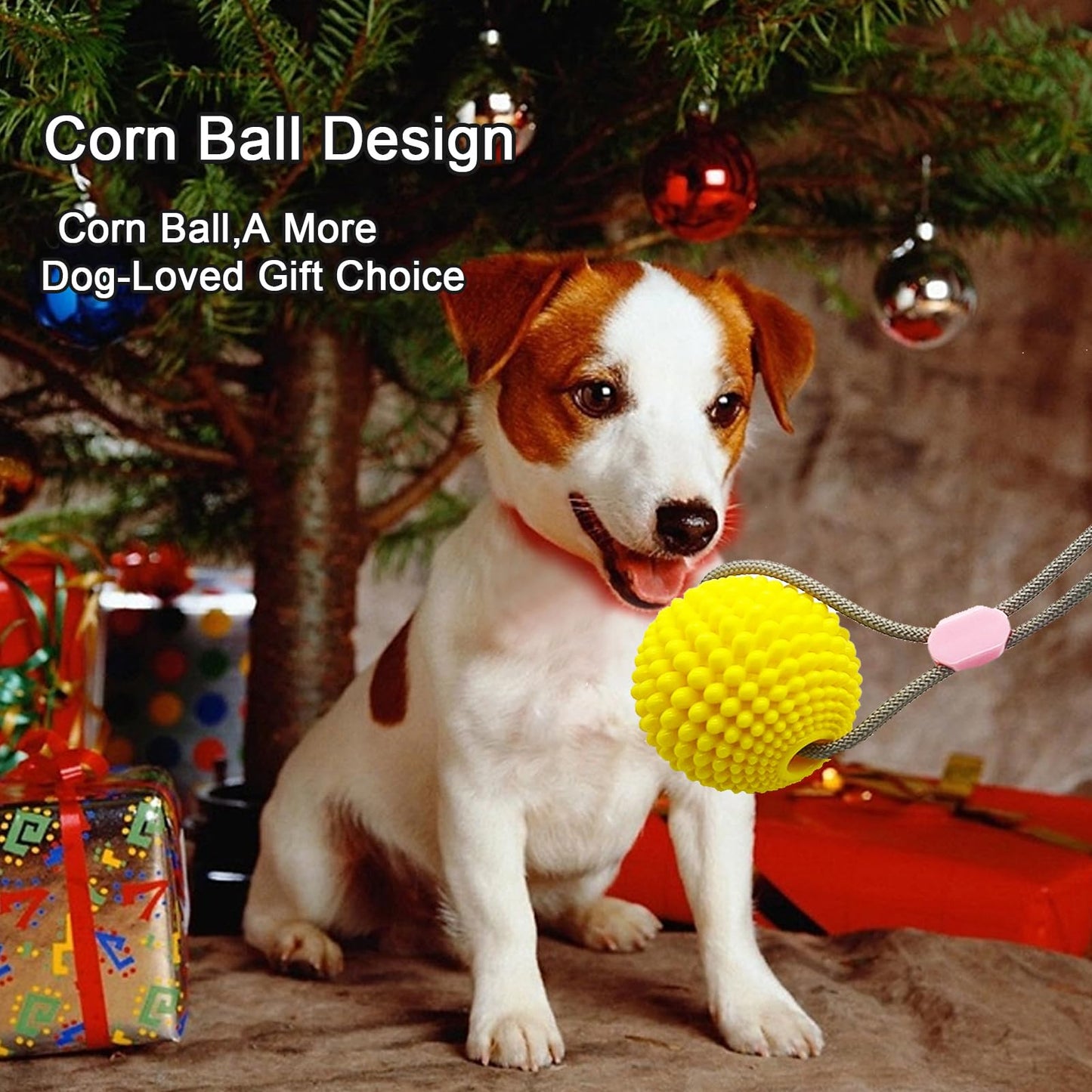 KITIVIALA Corn Ball Chew Toys for Aggressive chewers, Interactive Suction Cup Dog Tug of War Toys, Teething Rope Toys for Dog Boredom, Enrichment Teeth Cleaning for Medium Large Dogs (Pink)