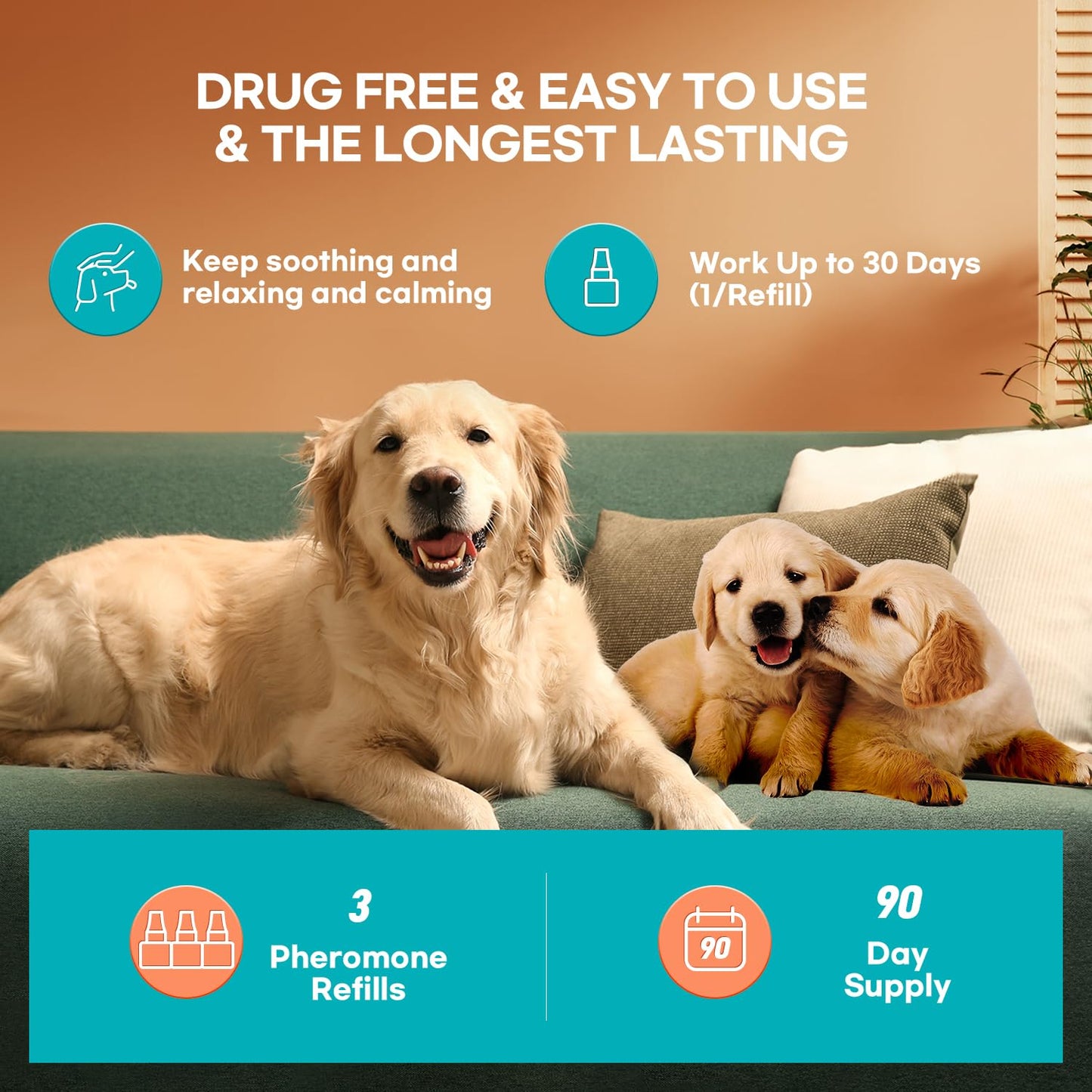 ProElobara Dog Calming Pheromone Diffuser Refills: Dog Calming Pheromones Diffuser Refills - Reduces Stress & Anxiety Calming Pheromone Diffuser Refill for Dogs - 3 Refills / 90 Day Supply