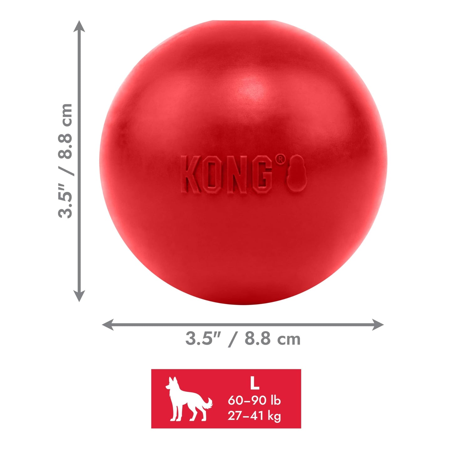 KONG Ball with Hole - Durable Dog Fetch Toy for Training, Interactive Playtime & More - Classic Natural Rubber Ball - Red - for Large/X-Large Dogs