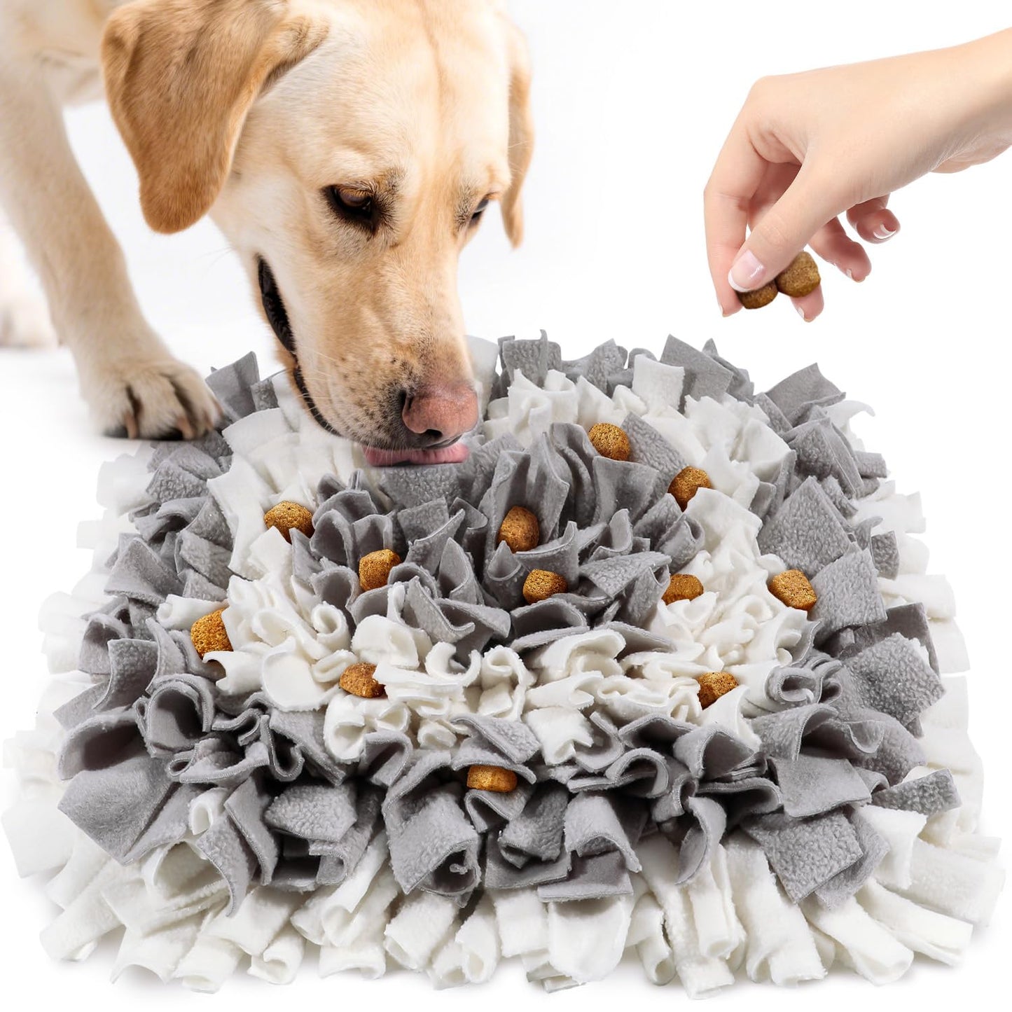 LIVEKEY Pet Snuffle Mat for Dogs, Dog Feeding Mat, Nosework Training Mats for Foraging Instinct Interactive Puzzle Toys (Gray&White)