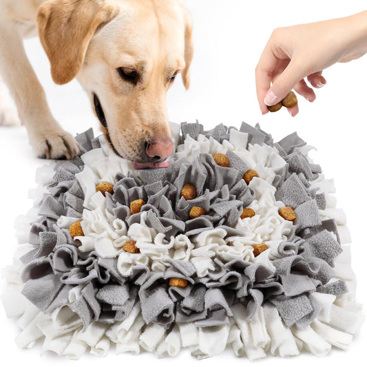 LIVEKEY Pet Snuffle Mat for Dogs, Dog Feeding Mat, Nosework Training Mats for Foraging Instinct Interactive Puzzle Toys (Gray&White)