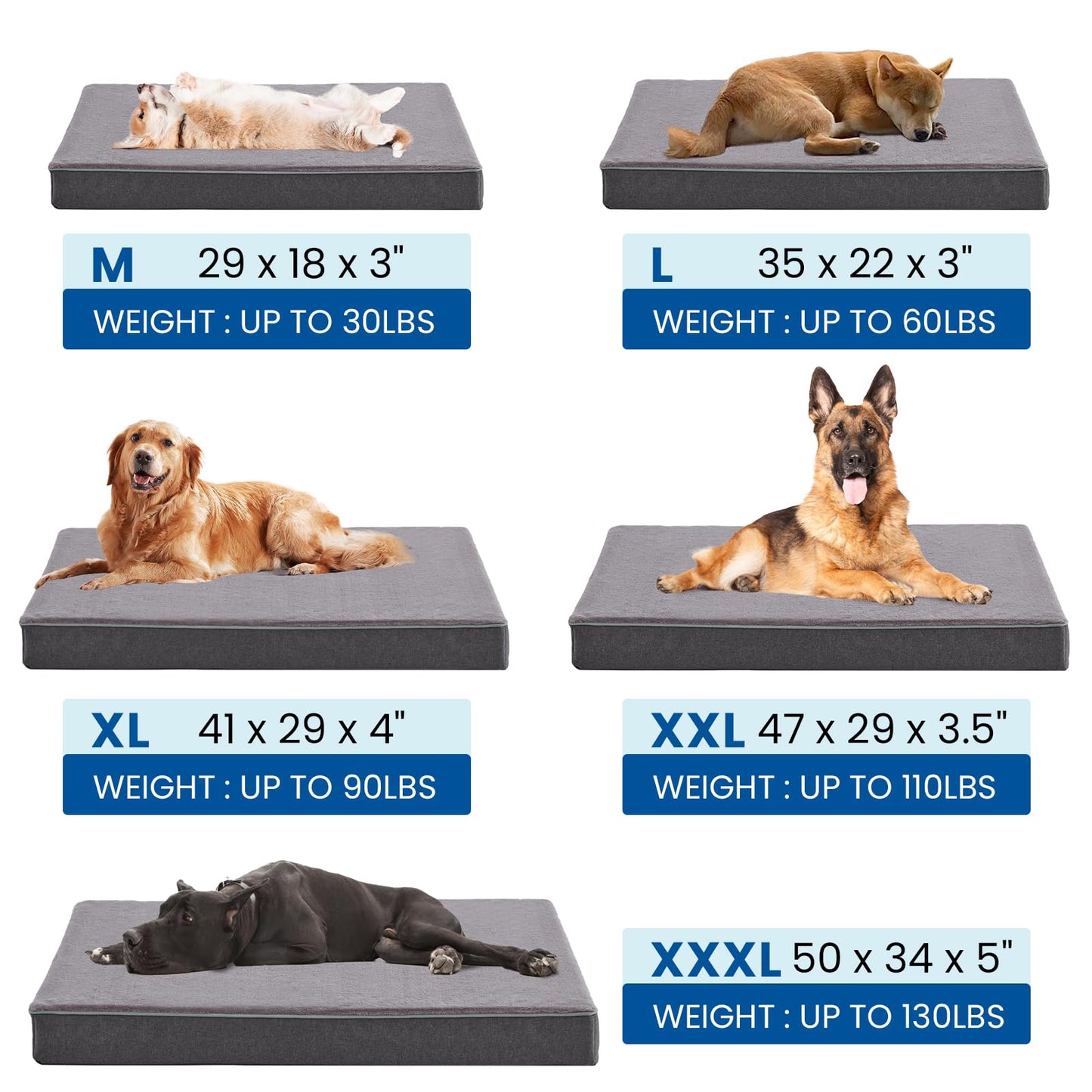 Orthopedic Memory Foam Dog Bed,Cooling Dog Beds for Large Dogs, Washable Pet Beds for Crate with Faux Fur Cover, Waterproof Lining, XL(41inch)