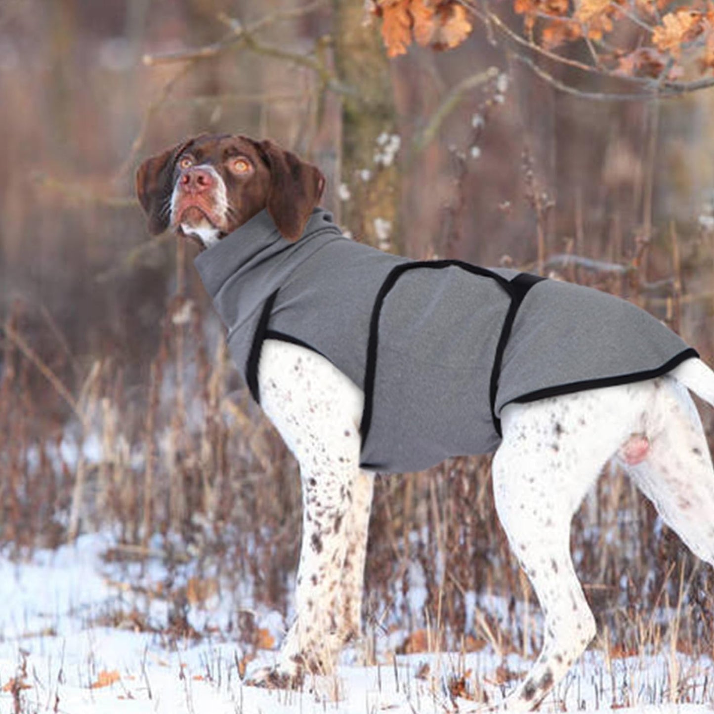 DENTRUN Dog Calming Vest Anxiety Relief Shirts with Ear Wraps, Soft Dog Hoodie Noise Cancelling Ear Muffs for Firwork, Comfort Winter Warm Sweater Turtleneck Cold Weather Cozy Coat for Small Dog