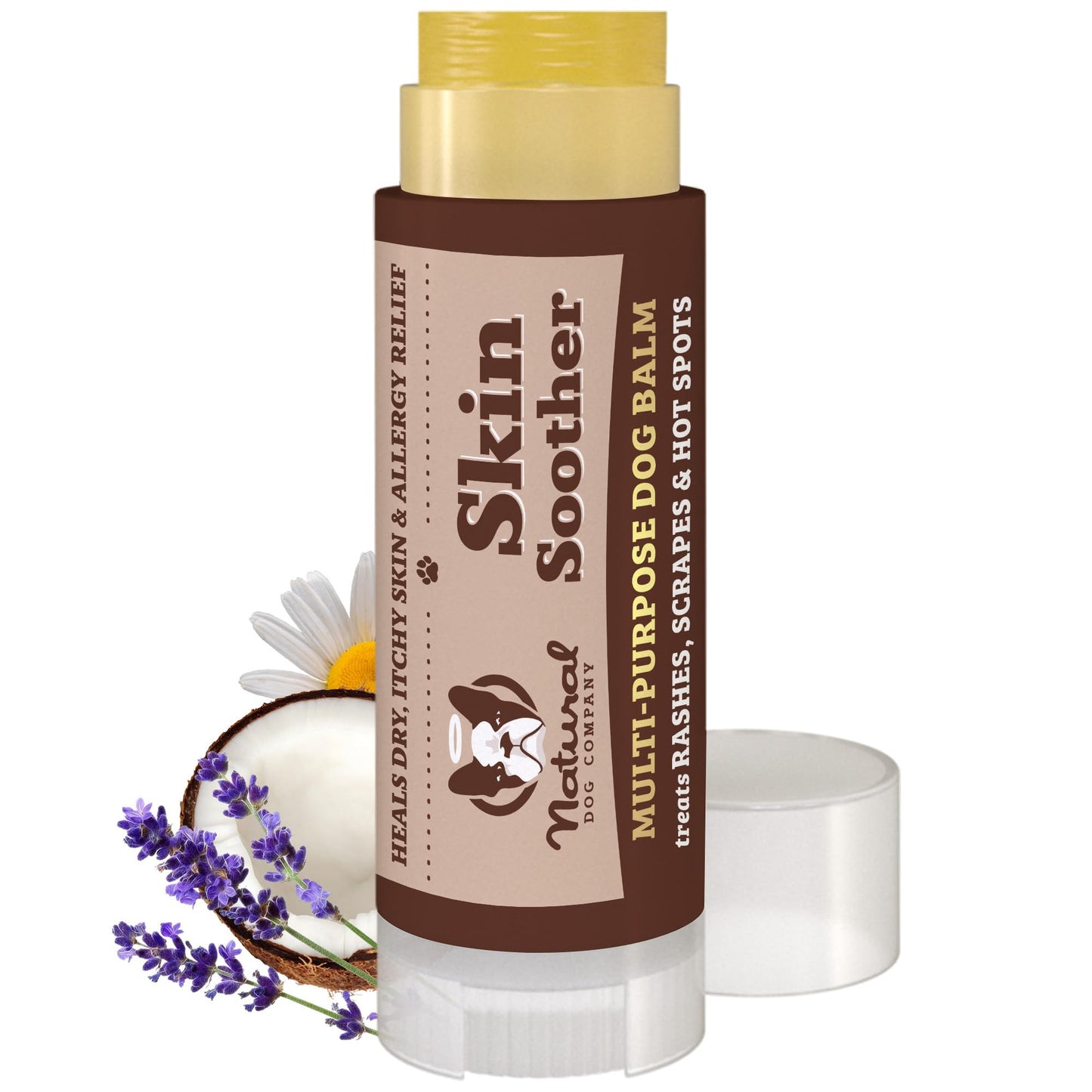 Natural Dog Company Skin Soother Balm for Irritation, Allergy & Itch Relief for Dogs, Hot Spot Treatment, Dog Moisturizer for Dry Skin, Healing Ointment, Coconut Oil & Vitamin E (0.15oz Travel Stick)