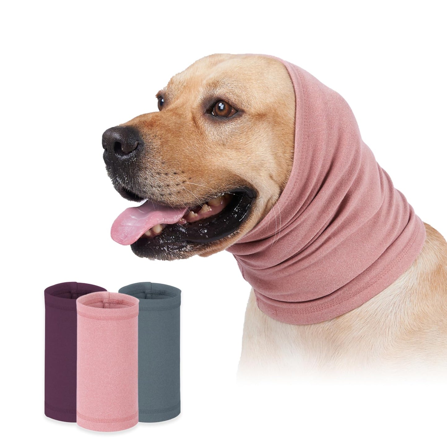 PAPIAMEN Dog Calming Hoodie Head Wrap,No Shake Anxiety Relief Quiet Thunder Vest for Dogs,Ear Protection Head Muffs for Grooming,Pet Covers for Fireworks,Vet Visits,Bathing,Pink,M