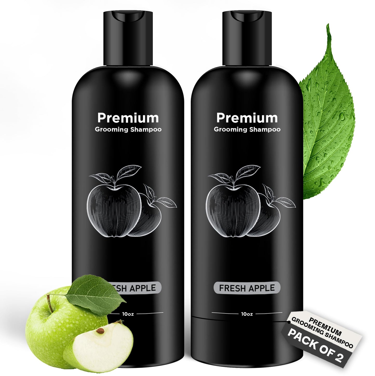 605Products - Fresh Apple Dog Shampoo for Itchy and Sensitive Skin, Puppy Shampoo and Odor Eliminator for Smelly Dogs and Puppies, Pet Shampoo and Deodorizer - Dog Bath Supplies (Fresh Apple, 2 Pack)