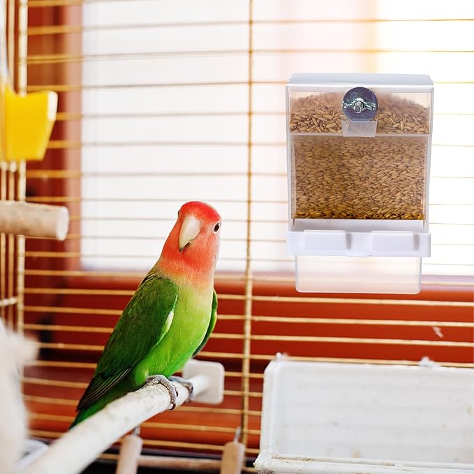 8 Pcs No Mess Bird Feeder Parrot Automatic Feeder Bird Seed Container Water Dispenser for Parakeet Seed Food Container Cage Accessories for Canary Cockatiel Finch