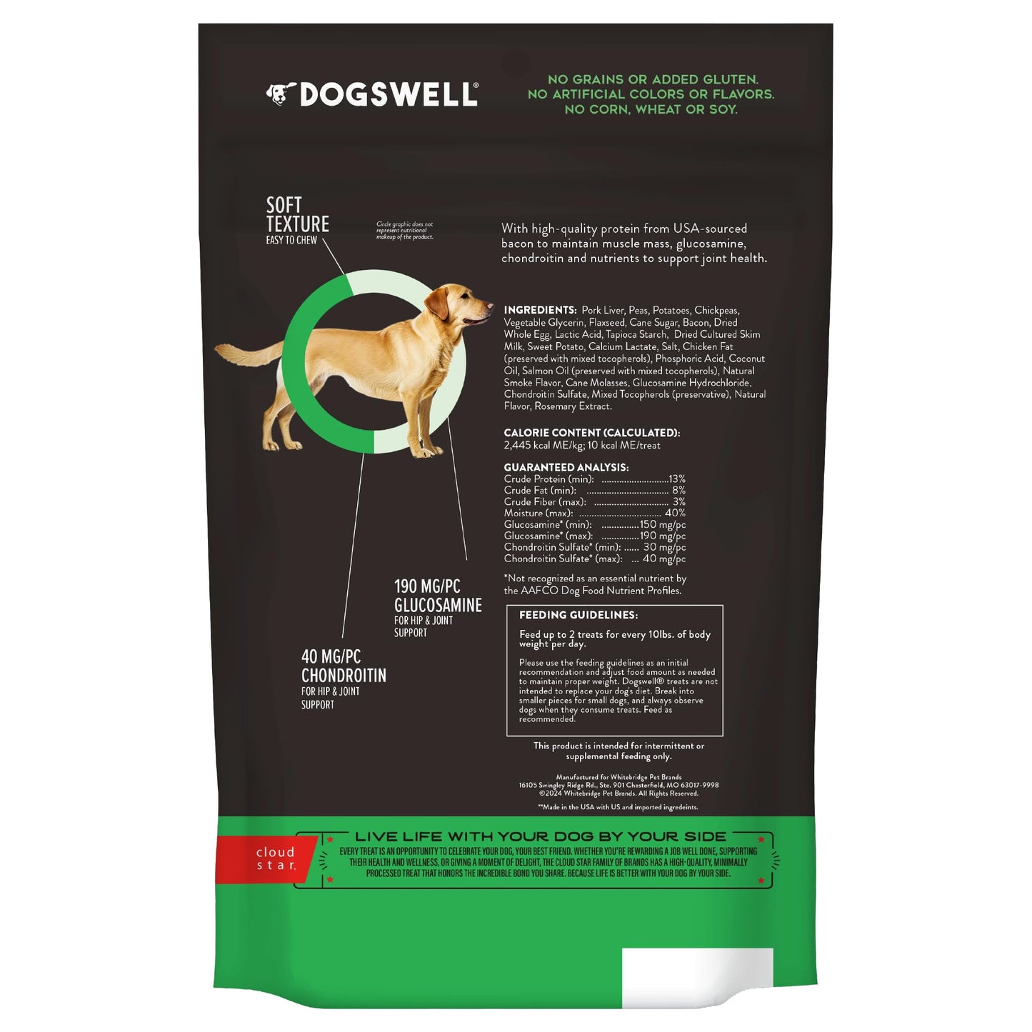 DOGSWELL Hip & Joint Soft & Chewy Dog Treats, Bacon, 14 oz. Bag
