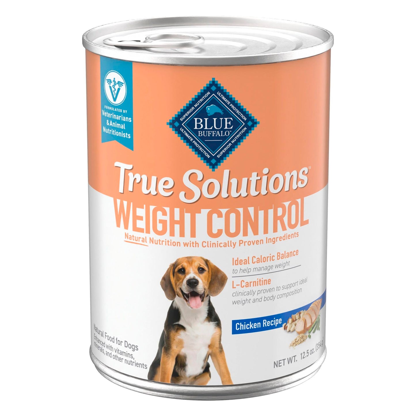 Blue Buffalo True Solutions Weight Control Wet Dog Food for Adult Dogs, Made with Natural Ingredients, Chicken, 12.5-oz. Cans (12 Count)