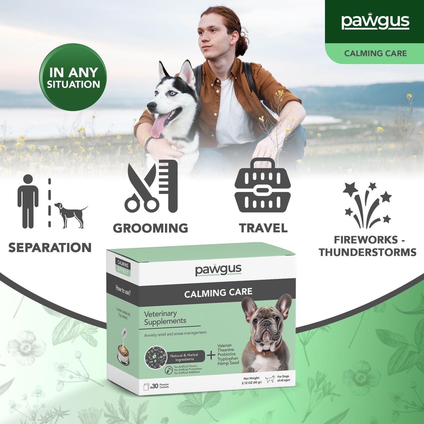 Veterinary Supplements Calming Care for Dogs 30 Sachets - Anxiety Relief and Stress Management, Relaxation Support, Emotional Stability, Sleep Quality Support
