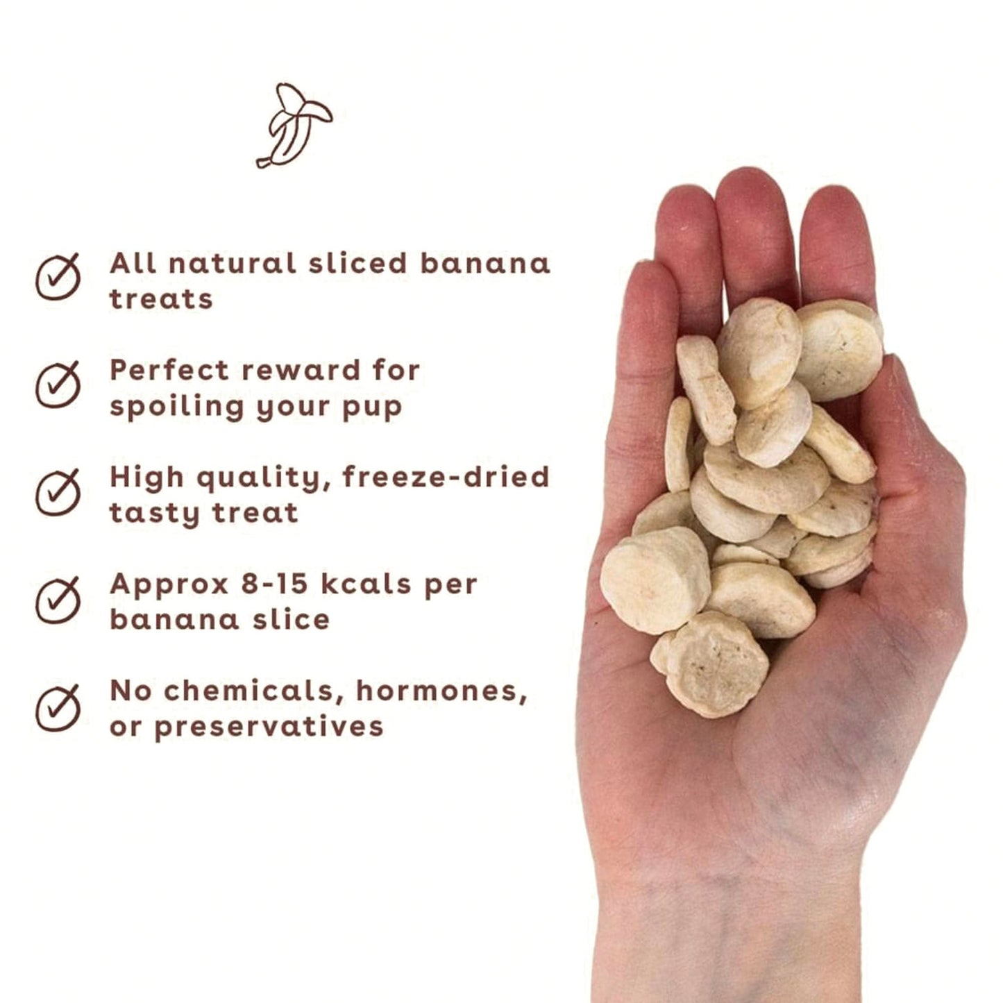 Pupford Freeze Dried Banana Chip Puppy & Dog Treats, Natural, Healthy, Low-Calorie Reward for Small, Medium, and Large Breed Dogs (3 oz)