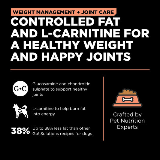 Go! Solutions Weight Management + Joint Care, Grain-Free Dry Dog Food, Salmon Adult and Senior Recipe, 3.5 lb Bag