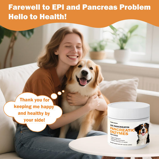 Pancreatic Enzymes for Dogs - 10x Pancreatin Formula for EPI Dog - Digestive Enzymes Chews for Pet Pancreatic Concerns, Supports Buddy Digestive Stress, Healthy Weight Management