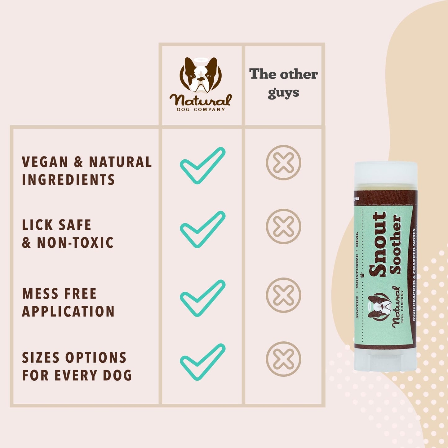 Natural Dog Company Snout Soother Travel Dog Nose Balm Stick – 0.15 oz Chapstick-Size Stick – Organic, Plant-Based, Lick-Safe Balm for Dry, Cracked, Crusty & Hyperkeratosis Noses – Made in USA