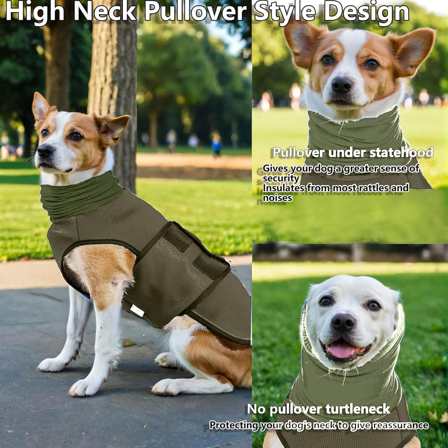 Dog Anxiety Jacket Skin-Friendly Anxiety Calming Hoodie Thunder Shirt Breathable Vest Relief Coat for Dogs Nighttime Reflective Adjustable Hoodies for Noise Block Ear Protection Fireworks Separation