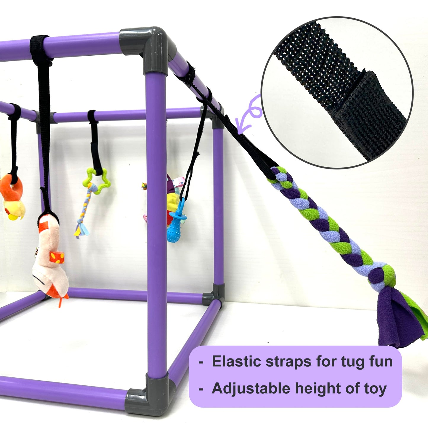 DOZZOPET Puppy Play Gym for Small Dogs with 8 Hanging Toys, Jungle Playground with Interactive Funny Enrichment Toys to Keep Them Busy