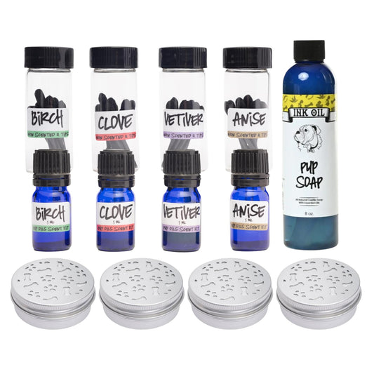 Ink Oil Pup Scent Work Starter Kit and Pup Soap - Dog Scent Training Kit and Dog Shampoo Soap - Puppy Bath Supplies - Pure Essential Oils Sets and Conditioner for Dogs