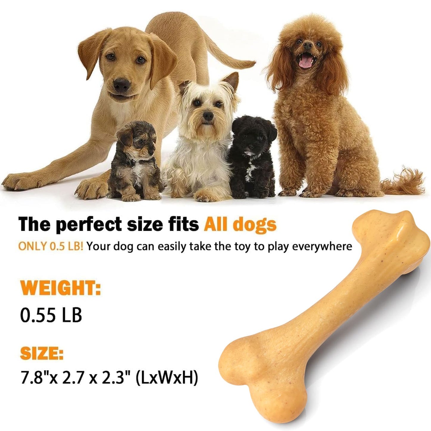 UXVA Indestructible Dog Bones for Aggressive Chewers, Durable Tough Puppy Teething Toys, Interactive Dog Toys for Medium/Large Breed, Beef & Chicken Flavor (3pcs)