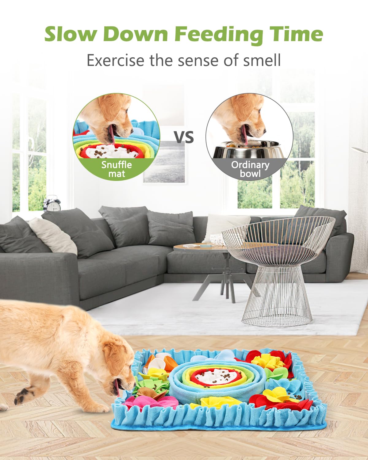 KeeKit Snuffle Mat for Dogs - 19.7x19.7 Inch Felt Wool Slow Feeder Mat, Interactive Dog Toy for Treats & Food, Anxiety Relief & Mental Stimulation (Not for Aggressive Chewers)
