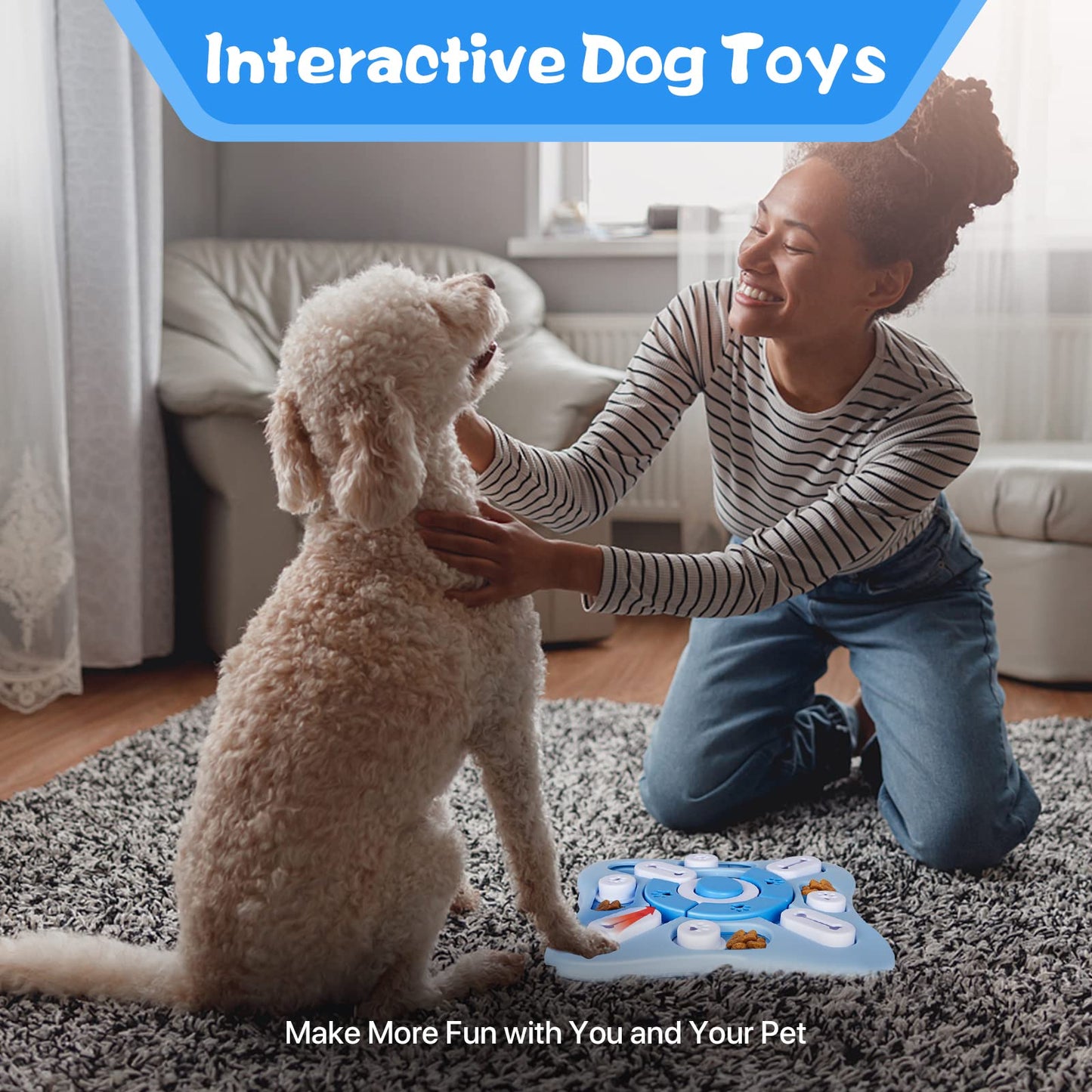 TBC PET Dog Puzzle Toy, Interactive Dog Toys Treat Puzzle Dispensing for Dogs Brain Stimulation IQ Training & Mental Enrichment, Squeaky Slow Feeder Advanced Level 2 in 1 for Small/Medium/Large Dogs