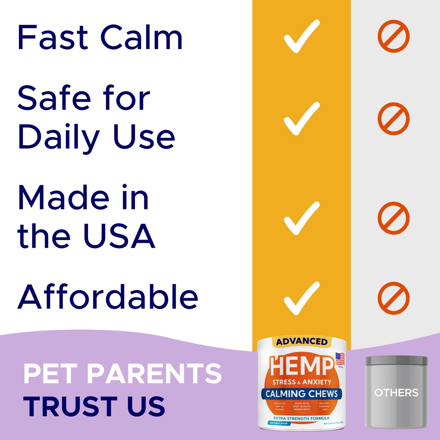 GOODGROWLIES Advanced Calming Chews for Dogs - Hemp Treat + Melatonin + Valerian - Relaxing Bites - Calming Care - Anti-Anxiety & Stress Relief - Made in USA - Calm, Sleep Aid, Storms - 120Ct