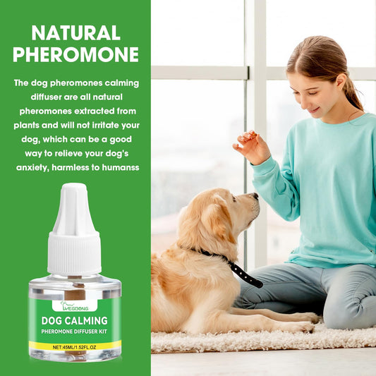Nodfens Dog Calming Diffuser Pheromone Dog Peeing Diffuser, 1 Plug in+ 1 Pack 45ml Trial Pack Dog Anxiety Relief Up to 30 Days