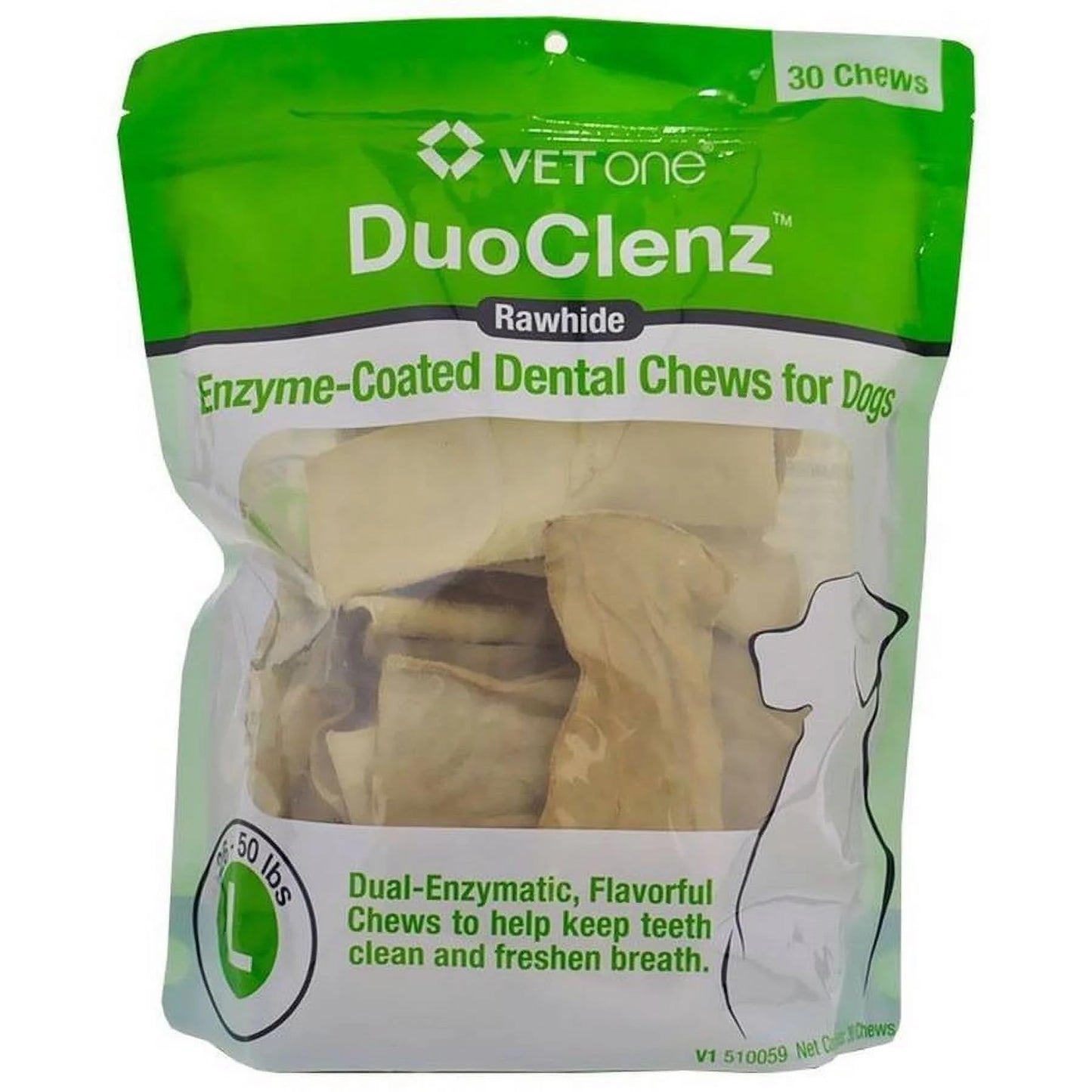 vetone DuoClenz Enzyme Coated Dog Dental Chews for Large Dogs - Veterinarian Formulated - 30 Count