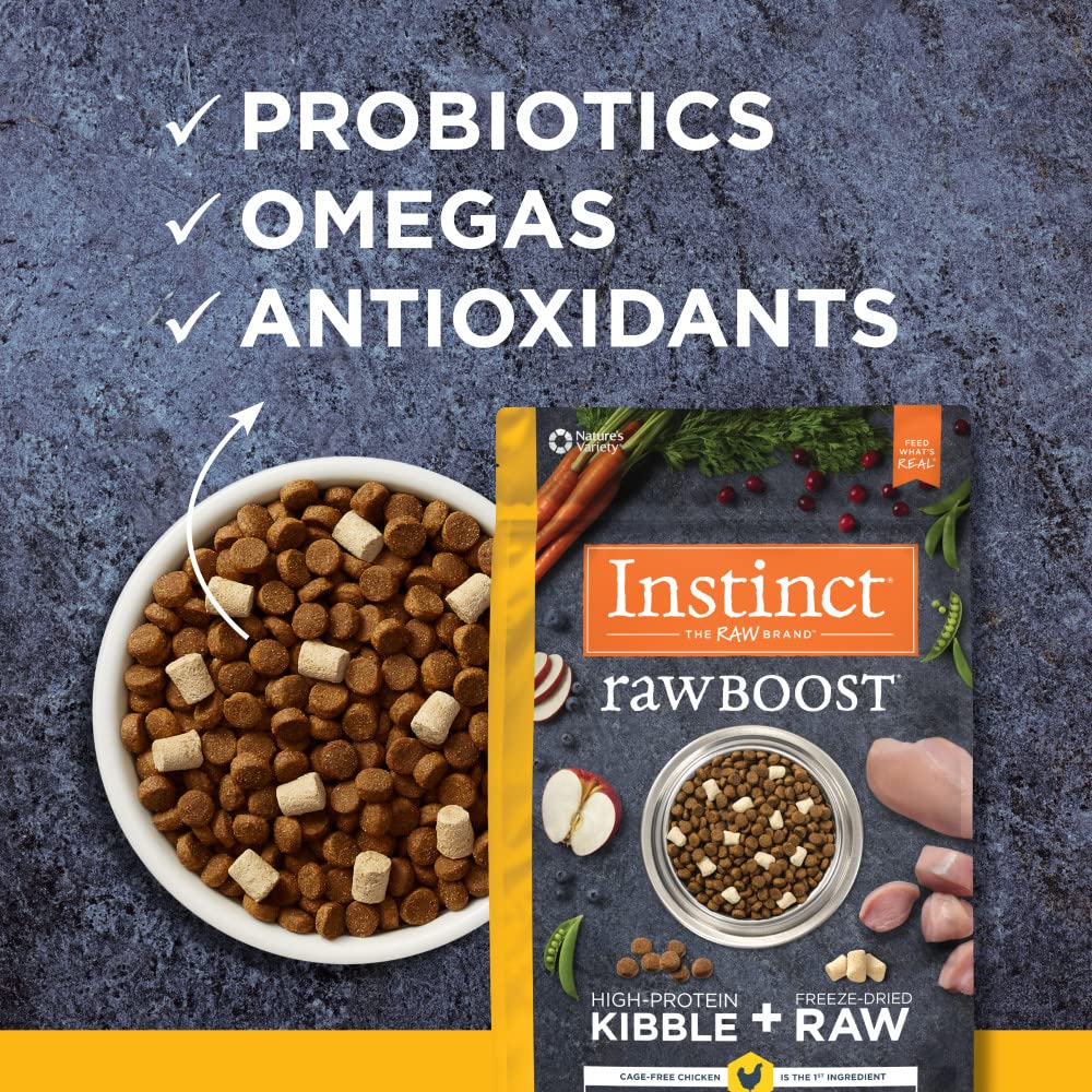 Instinct Raw Boost, Natural Dry Dog Food with Freeze Dried Pieces, High Protein, Grain Free Recipe - Real Chicken, 4 lb. Bag