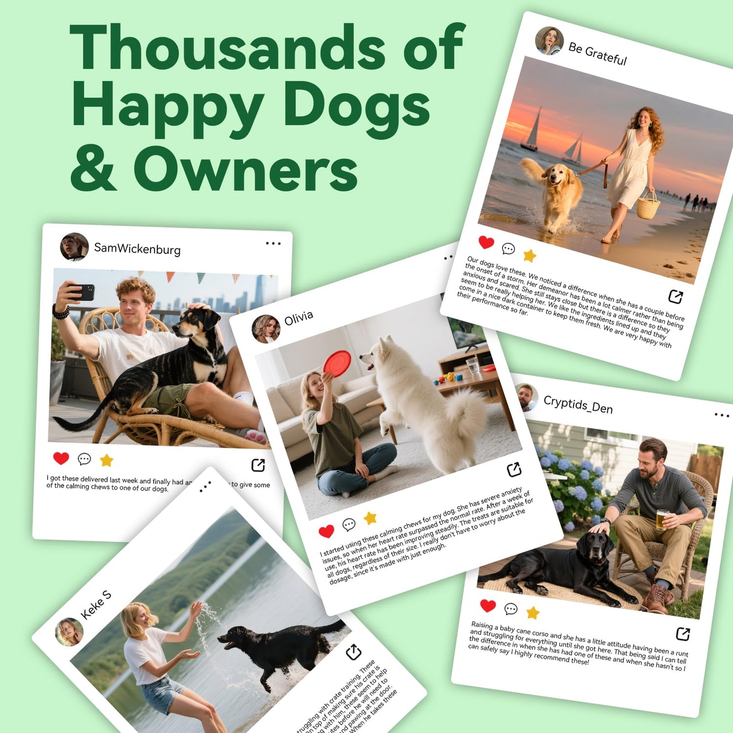 YWUJID Calming Chews for Dogs - Natural Soothing Treats for Anxiety, Stress, Travel, Thunder & Fireworks - Tasty Soft Chews for All Breeds & Sizes - 100 Count