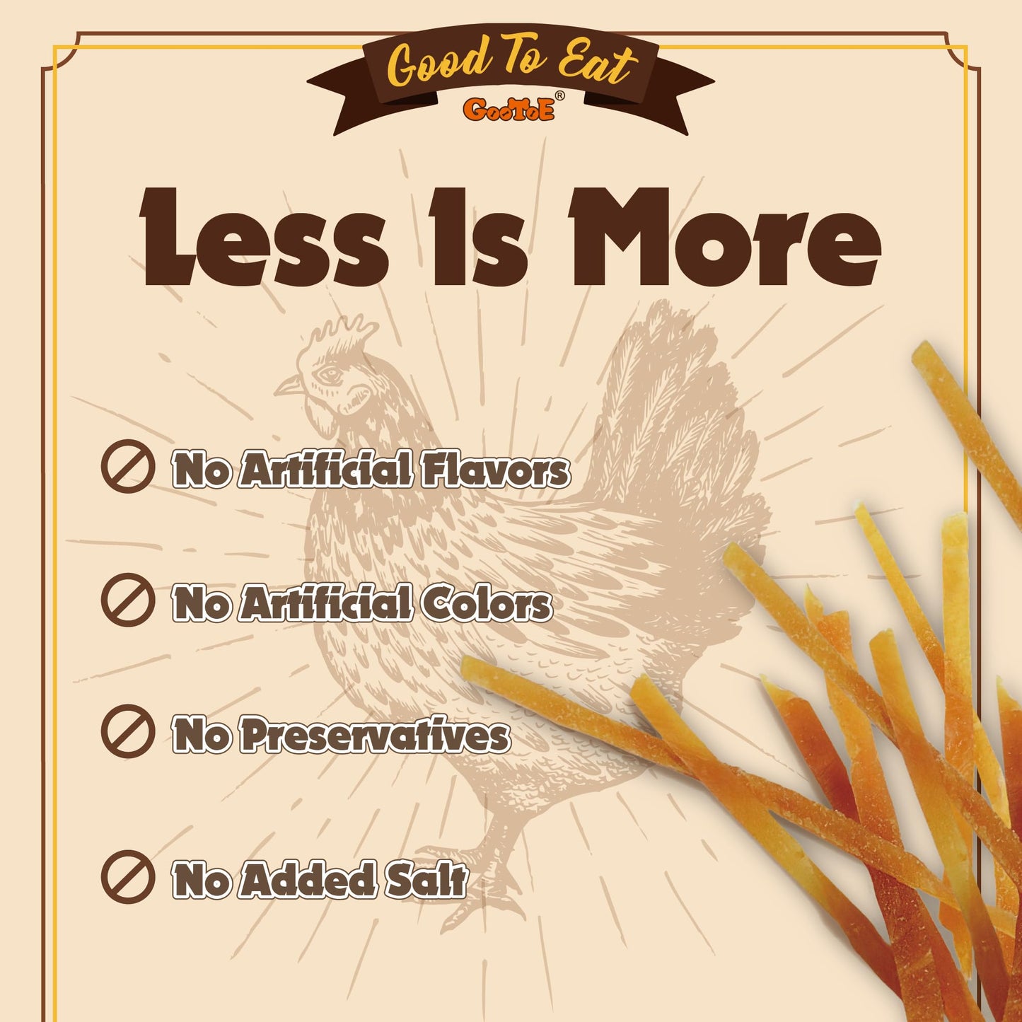 Gootoe Chicken Breast Strips 1 lb, Dog Treats, All Natural, Grain-Free, High-Protein, Healthy & Easily Digestible, Soft Texture