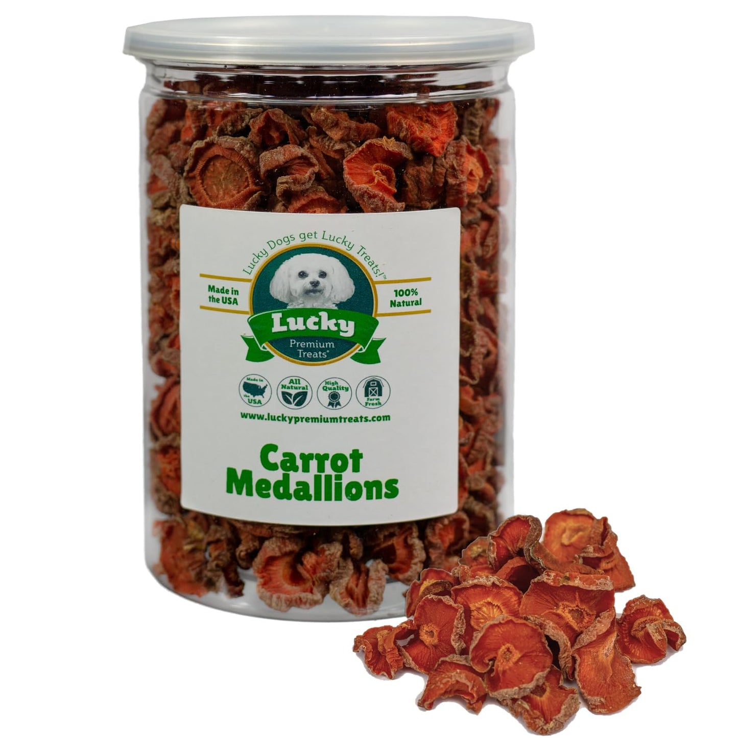 Lucky Premium Carrot Medallion Treats – Carrot Dog Treats and All Natural Dog Treats with Sliced, Dehydrated Carrots (12 oz)