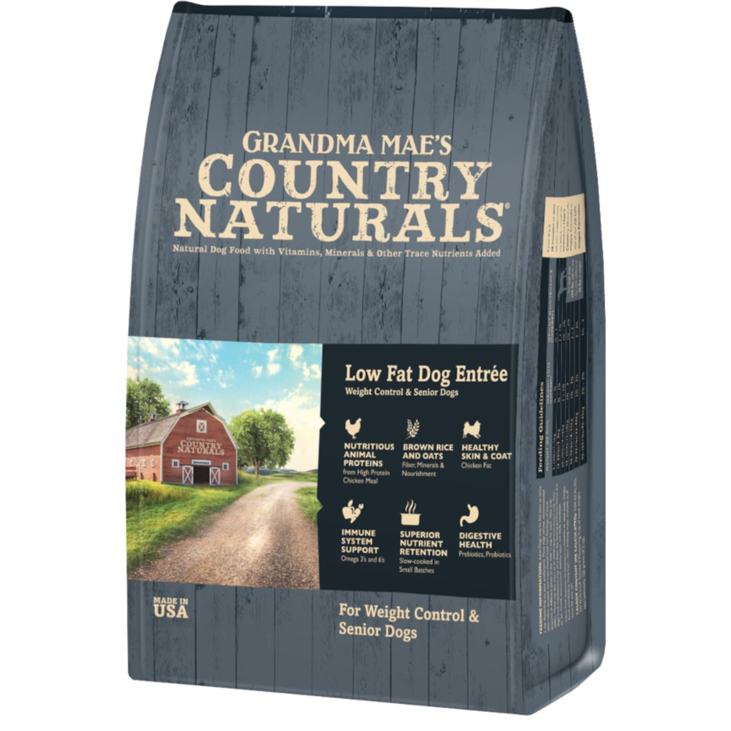 Grandma Mae’s Country Naturals Dry Dog Food, Weight Control & Senior Dog Formula, Chicken & Brown Rice, Slow Cooked & Nutrient Dense, Made in USA, 4 LB Bag